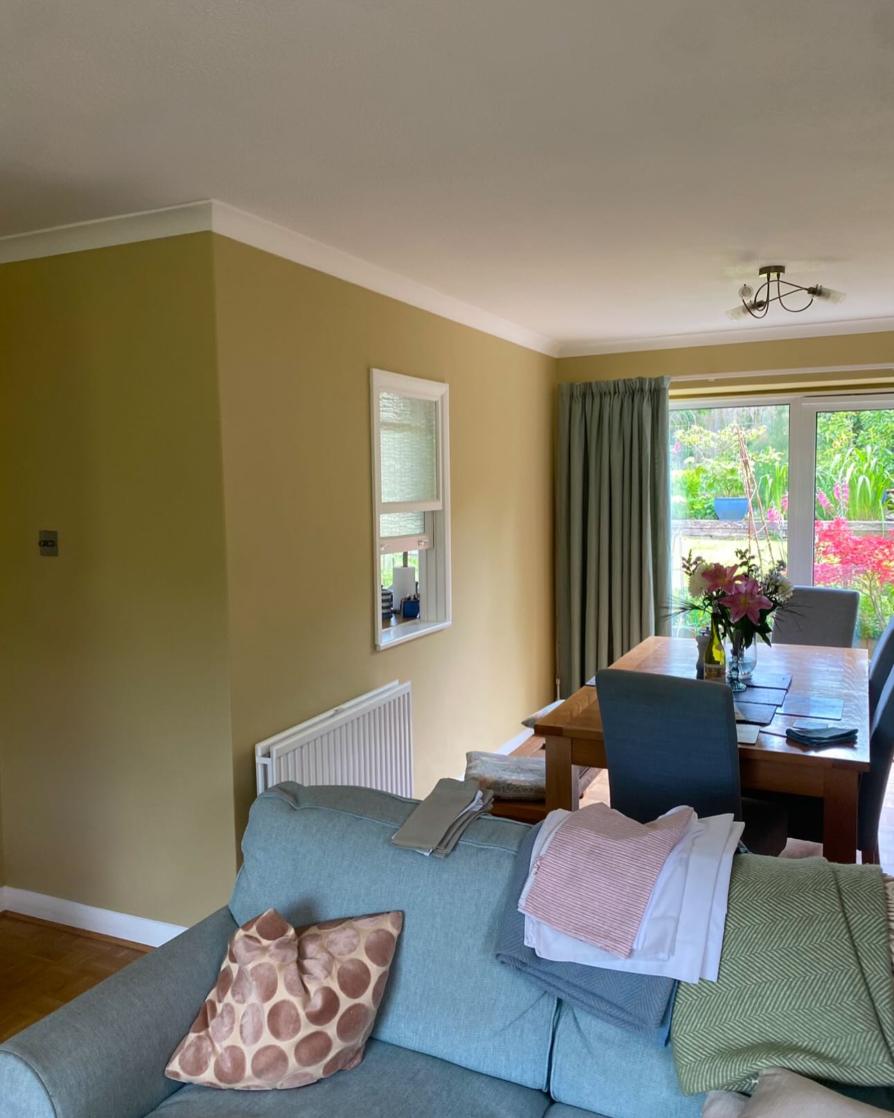 Living and dining room finished in Little Greene Oak Apple